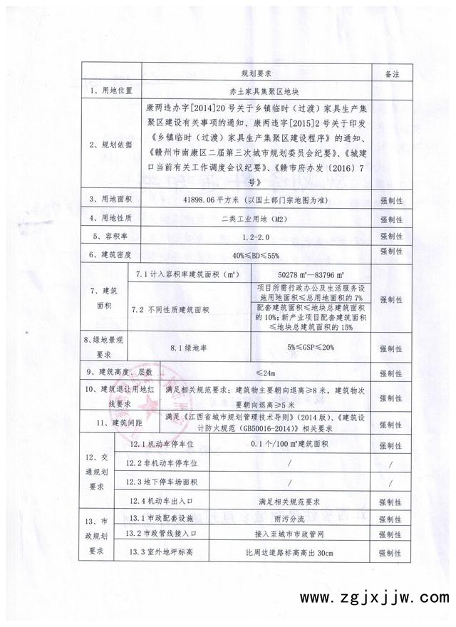 南康赤土家具集聚區(qū)地塊規(guī)劃要求