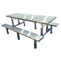 萬昌家具：八人位條凳餐桌（不銹鋼面）W-39#