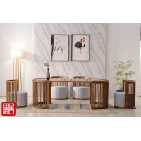 禺舍禪意新中式民宿家具：白蠟?zāi)揪W(wǎng)紅茶臺