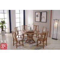 禺舍禪意新中式民宿家具：白蠟?zāi)緢A餐桌