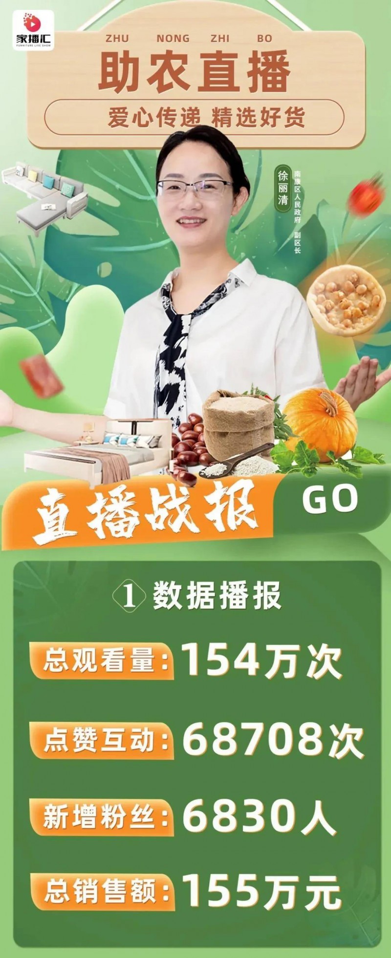 1小時(shí)的時(shí)間，觀看人數(shù)沖上154萬，點(diǎn)贊68萬，總銷售額破155萬