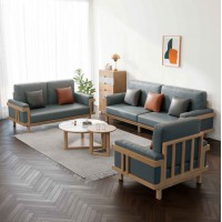 朗朝現代極簡白蠟木家具：L2804#1+2+3沙發（原木色）、L282#大圓幾、L282#小圓幾