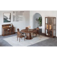 艾美儷家可可西里現代極簡黑金檀木家具：餐桌KK5101#(全圓形造型)、餐椅KK3501#