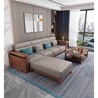 三方人子現代極簡烏金木家具：轉角沙發316#