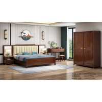 衛府里新中式家具：床C612、床頭柜CG603、趟門衣柜BG603