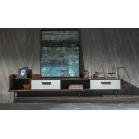 木來客現(xiàn)代輕奢極簡黑胡桃木家具：6K02#電視柜