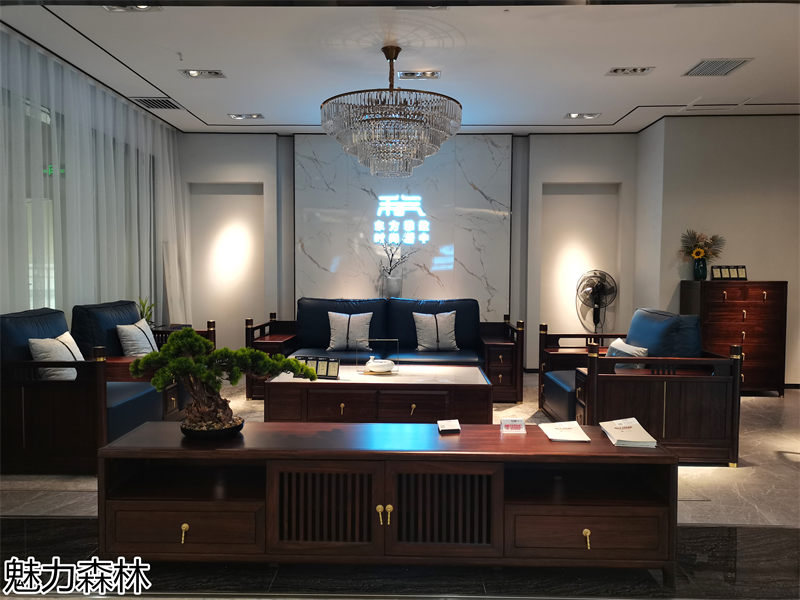 魅力森林 “和氣”新中式風格烏金木家具展廳實拍