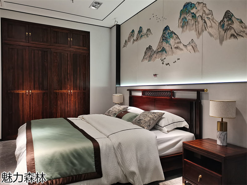 魅力森林 “和氣”新中式風格烏金木家具展廳實拍