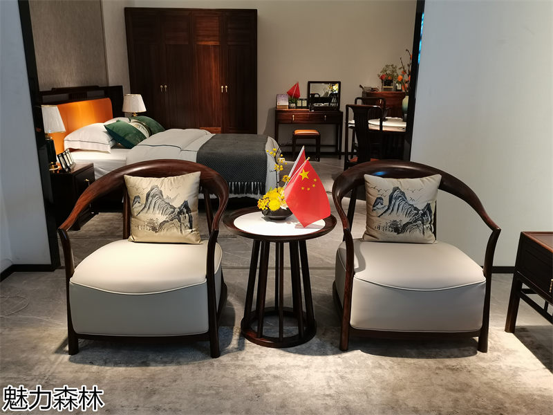 魅力森林 “和氣”新中式風格烏金木家具展廳實拍