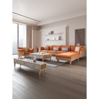 匠者白蠟木系列家具：JD-616沙發(fā)原木色4+踏