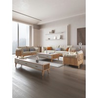 匠者白蠟木系列家具：JD-616沙發(fā)原木色1+2+3