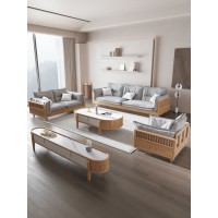 匠者白蠟木系列家具：JD-615沙發(fā)原木色1+2+3