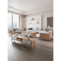 匠者白蠟木系列家具：JD-613沙發(fā)原木色1+2+3