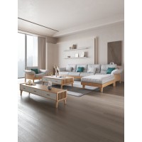 匠者白蠟木系列家具：JD-612沙發(fā)原木色4+踏