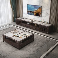 瑞聯新中式家具：1816#巖板電視柜、806#巖板茶幾