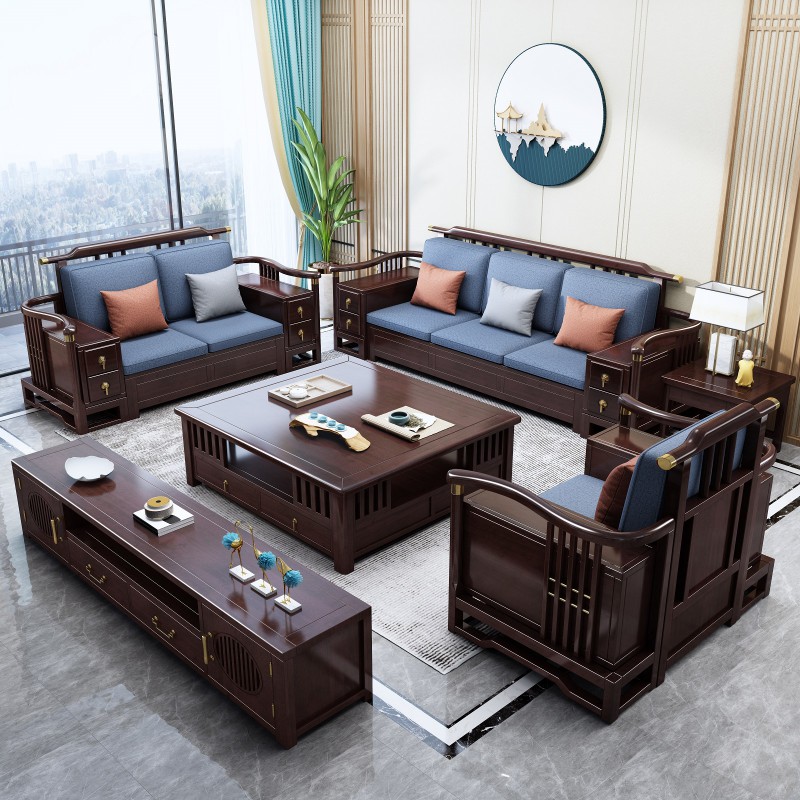 瑞聯新中式家具：809#高箱高靠沙發