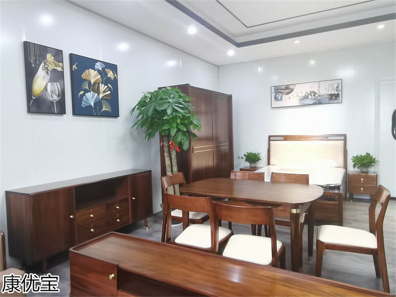 康優(yōu)寶輕奢新中式胡桃木家具工廠展廳實(shí)拍