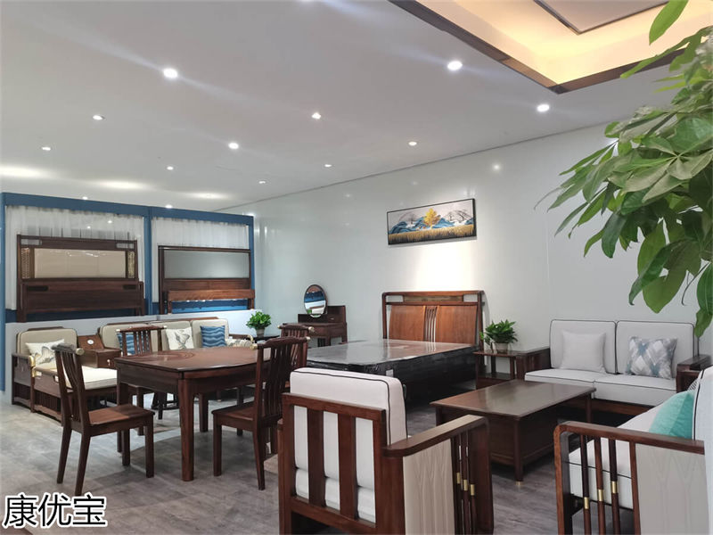 康優(yōu)寶輕奢新中式胡桃木家具工廠展廳實(shí)拍