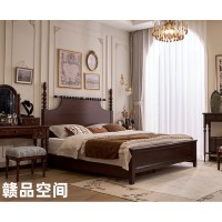 南康新美式中古風家具，江西櫻桃色桃花芯木美式套房生產(chǎn)廠家，贛品空間家具招商